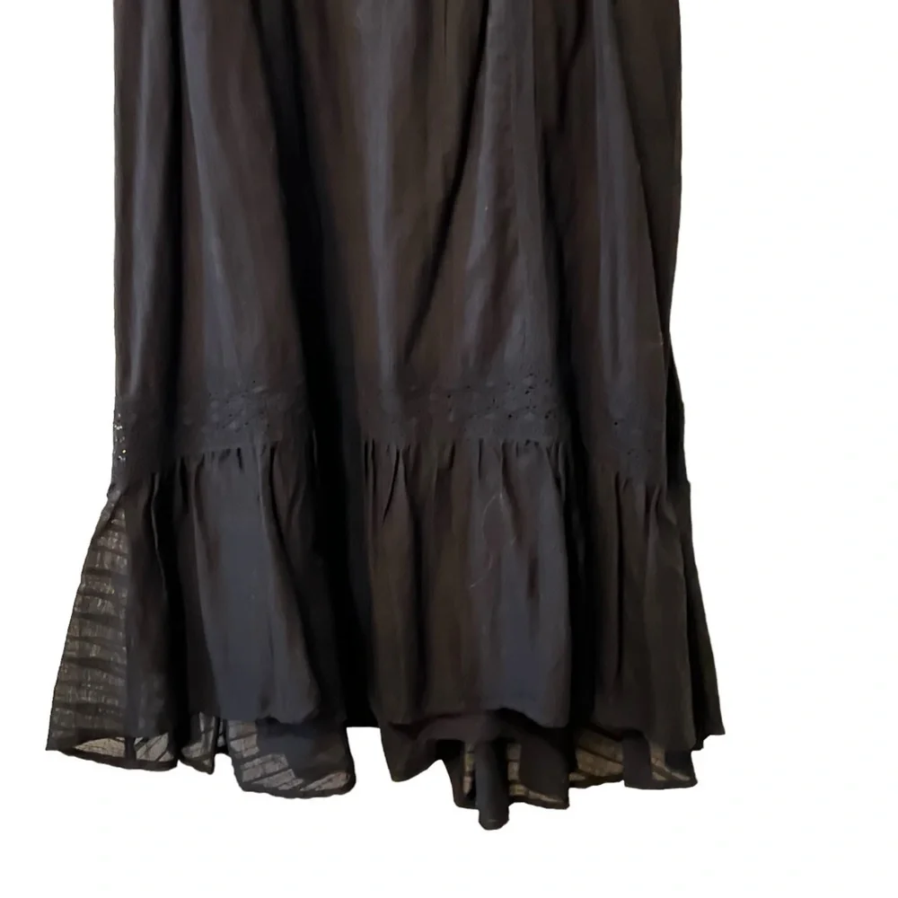 NEW Revolve Ella Moss  ‘Blanca’ Midi Dress in BLACK Large Ruffled Lace
